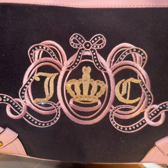 Juicy Couture Pink and Black Shoulder Tote with Crown Charm - Picture 5 of 5